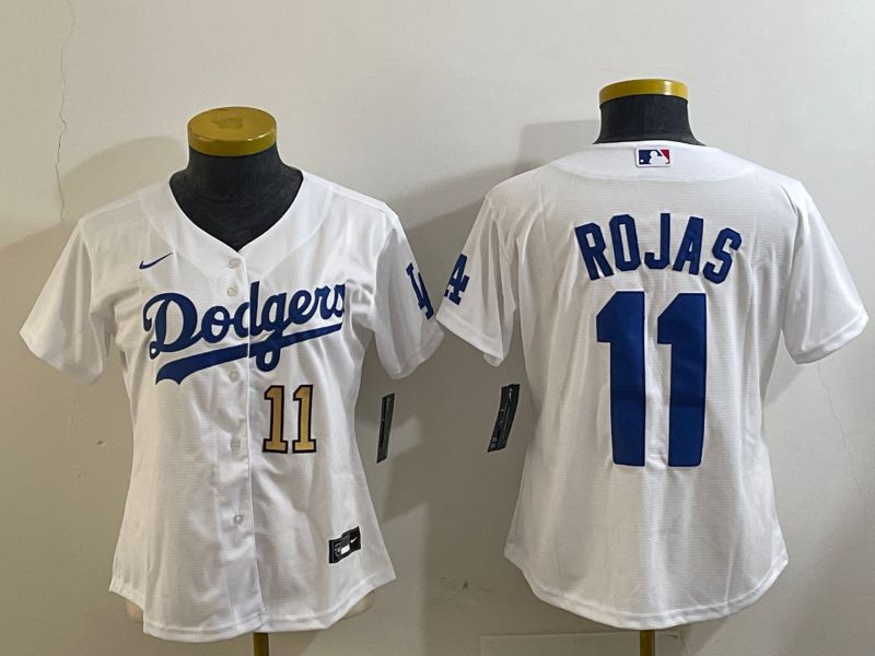 Women Los Angeles Dodgers #11 Rojas White Game 2024 Nike MLB Jersey style 1->youth nfl jersey->Youth Jersey